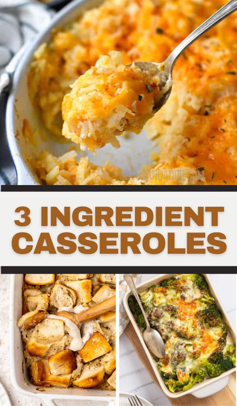 3 Ingredient Casserole Recipes are the perfect side dish recipes or even main meals! All taste like hearty dishes that are loaded full of goodness! Quick Few Ingredient Meals, Random Ingredients Recipes, 5 Ingredient Side Dishes, 4 Ingredient Meals Easy Dinners, 1 Person Casserole, Easy Few Ingredients Recipes, 3 Ingredient Potato Recipes, Ingredient Recipes 5 Or Less, Easy Side Casserole Recipes