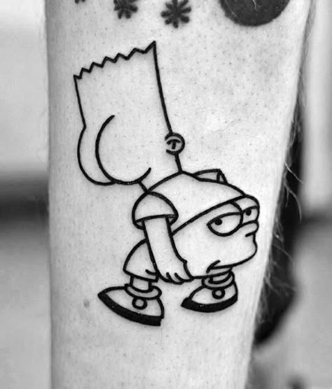 Bart Simpson Tattoo, Simpson Tattoo, Tato Flash, Simpsons Tattoo, Tato Minimal, Kunst Tattoos, Funny Tattoos, Cartoon Tattoos, Aesthetic Tattoo