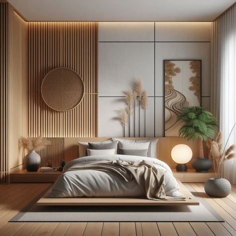 Japandi Modern Bedroom, Modern Luxury Bedroom Design Interiors Master Suite, Bed Back Design Modern Indian, Earthy Bedroom, Bedroom Interior Design Luxury, Modern Luxury Bedroom, Bedroom Decor Design, Bedroom Bed Design, Traditional Bedroom