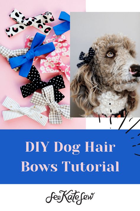 how to make hand tied fabric bows - see kate sew Easy Dog Bows No Sew, Puppy Bows Diy, How To Make Dog Accessories, How To Make Dog Bows With Ribbon, Bows For Dogs Ears, Dog Hair Bows Diy How To Make, How To Make Dog Hair Bows, Bows For Dogs Diy, How To Make Dog Bows