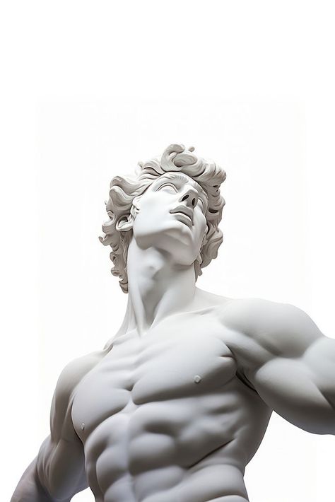 Greek sculpture looking down statue white background representation. | premium image by rawpixel.com Statue Photography, Greek Statue Art, Statue Painting, Sculpture Aesthetic, God Poses, White Statue, David Statue, Greek God Portrait, Greek Statues Illustration