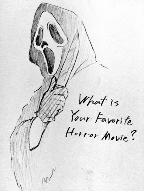 Drawing Horror Characters, Horror Comic Strip, Scream Drawings Movie, Ghostface Drawing Reference, Ghostface Sketch Drawing, Gore Sketch Ideas, Michael Myers Sketch Easy, Jason Voorhees Sketch, Small Easy Sketches To Draw