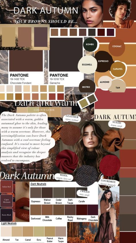 Deep Autumn Makeup, Deep Autumn Palette, Autumn Color Palette Fashion, Deep Autumn Color Palette, Autumn Skin, Deep Autumn, Dark Autumn, Seasonal Color Analysis, Deep Winter