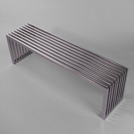 STAINLESS STEEL BENCH Steel Benches For Outside, Metal Benches For Outside, Steel Bench Design, Stainless Furniture, Cafe Bench, Metal Garden Fencing, Stainless Steel Bench, Stainless Steel Furniture, Steel Bench