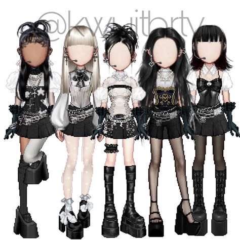 5 memeber kpop stage outfit (for request click link on my bio) #kpop #outfits #everskies #everskiesoutfits #kpopicons Pretty Kpop Outfits, Group Of 5 Outfits, Grunge Kpop Outfit, 5 Kpop Outfits, My Idol Outfit, Everskies Outfits 5 Members, Everskies 5 Member Outfits, Kpop Outfits Group, Everskies Group Outfits 7 Members