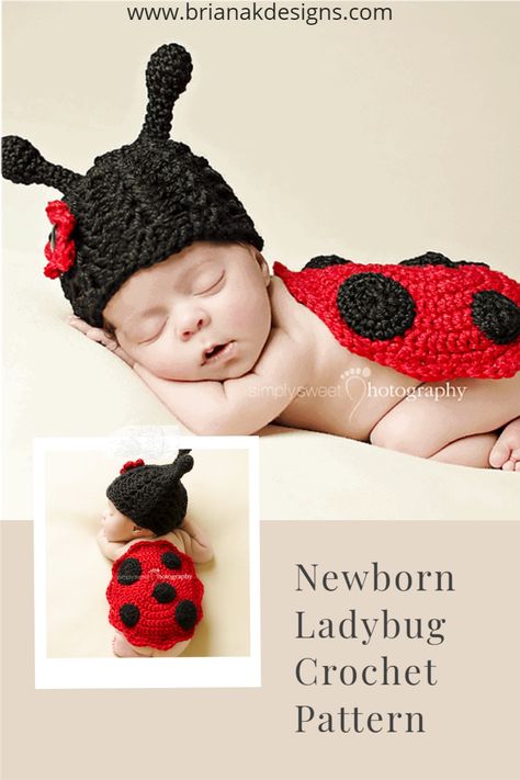 Bug Pattern, Newborn Crochet Photo Props, Crochet Newborn Outfits, Crochet Ladybug, Crochet Baby Photo Prop, Crochet Baby Costumes, Crochet Costumes, Crochet Photo Props, Baby Ladybug