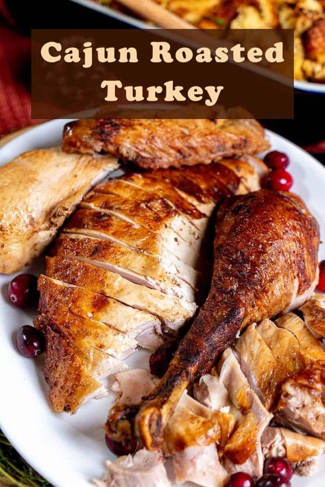 Cajun Roasted Turkey - The Night Owl Chef Turkey Receipe, Cajun Roasted Turkey, Turkey Parts Recipe, Cajun Thanksgiving, Cajun Turkey Recipe, Roasted Turkey Recipe, Easy Thanksgiving Turkey, Cajun Crab, Turkey Seasoning