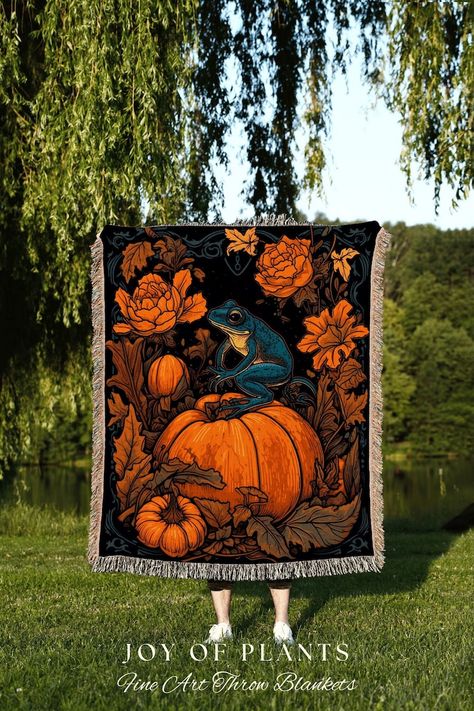 Frog Aesthetic, Aesthetic Pumpkin, Season Decor, Frog Decor, Tapestry Woven, Aesthetic Cottagecore, Heirloom Gifts, Velvet Blanket, Witchy Decor