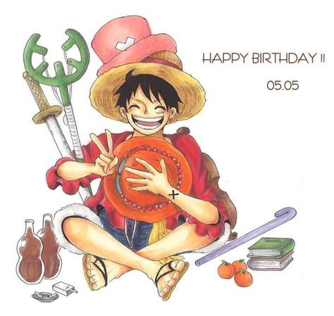 HAPPY BIRTHDAY LUFFY I HOPE ALL YOUR WISHES COME TRUE ON THIS FINE DAY Happy Birthday Luffy, One Piece Video, Anime Characters Birthdays, One Piece Birthdays, One Piece Movies, Sabo One Piece, One Piece Gif, Happy Birthday Art, Birthday One