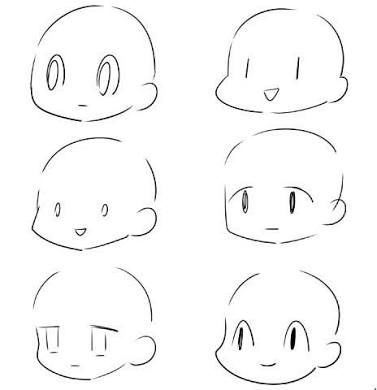 Chibi Head Tutorials, Chibi Head Drawing, Simple Head Drawing, Chibi Drawings Tutorial, How To Draw Chibi Head, Simple Chibi Drawing, Chibi Head Base, Chibi Art Tutorial, Chibi Head Reference