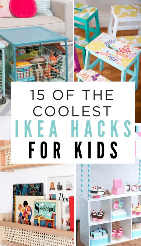 These IKEA hacks for kids are SO stylish and cool. Love them! #kidsdecor #ikeahack #ikeahacks #kidsdesign #kidsroom Ikea Decor Hacks, Ikea Hack Kids, Ikea Playroom, Billy Ikea, Ikea Kids Room, Ikea Raskog, Best Ikea Hacks, Hacks For Kids, Hacks Ikea