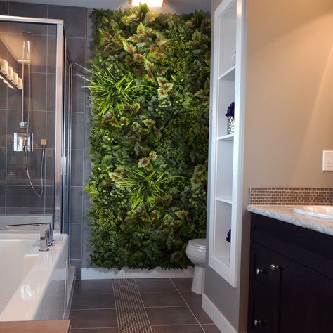 Gardens Large And Small Greenery Wall Designs 2024 Home Style Artificial Plant Wall Bathroom, Vertical Green Wall Indoor, Red Caladium, Plant Wall Diy, Mos Wand, Living Wall Indoor, Wall Plants, Wellness Room, Tall Grasses