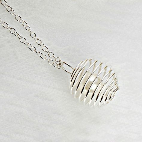 Contemporary Pendant Necklace, Silver Spiral Cage- Pearl Holder, Crystal Holder Necklace, Gift for Her Idea – JerusalemJewels Crystal Cage Necklace, Crystal Holder Necklace, Crystal Necklace Holder, Cage Pendant Necklace, Crystal Cage, Pearl Cage Pendant, Cage Necklace, Crystal Confetti, Caged Necklace