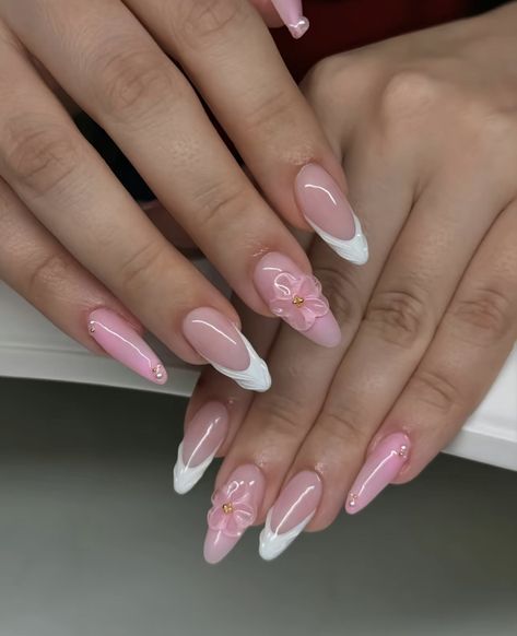 Jelly Flower Nails, Nail Ideas Almond, Paznokcie Hello Kitty, Cruise Nails, Kutek Disney, Beachy Nails, Baby Pink Nails, Nagel Tips, Summery Nails