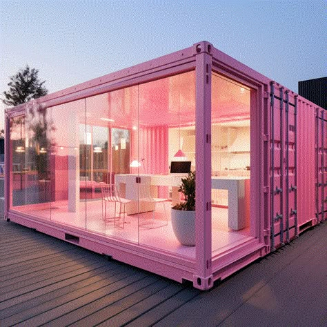 Pink shipping container homes :: Behance Shipping Container Restroom, Pop Up Shipping Container, Shipping Container Beauty Salon, Shipping Container Spa, Shipping Container She Shed, Shipping Container Salon, Homes Ideas Exterior, Container Store Design, Container Spa