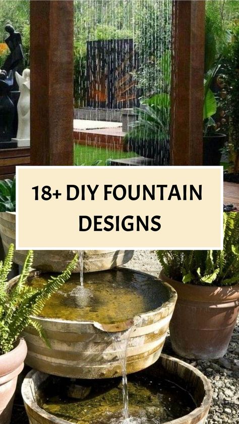 Create a peaceful oasis in your home by exploring various DIY fountain ideas that embody Zen living. Dive into crafting a mini meditation fountain for your tabletop, constructing a soothing bamboo waterfall, or setting up a tiered garden fountain to invite the calming presence of flowing water into your environment. Immerse yourself in the Zen vibe, boost your overall wellness, and revel in the serenity and calmness that these DIY fountain projects can offer. Begin transforming your space into a tranquil retreat today with these inspiring designs! Water Feature Pond Ideas, How To Build Water Fountain, Small Patio Fountain Ideas, Mini Water Feature Diy, Diy Outdoor Water Features Simple, Diy Zen Water Fountain, Patio Fountains Diy, Garden Fontaine Ideas, Waterfall In Garden Fountain Ideas