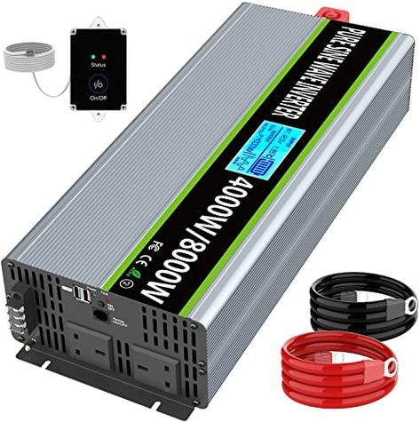 Pure Sine Wave Inverter 4000W Power Inverter 12V to 240V AC Car Converter 2 x AC Outlets & 2 x 3.4A USB Port & High Current AC Port with LCD Display & Remote Control for RV Truck Car: Amazon.co.uk: Business, Industry & Science Rv Truck, Live Wire, Power Inverter, Sine Wave, Truck Car, Mechanical Engineering, Electronic Devices, Electrical Equipment, Power Supply