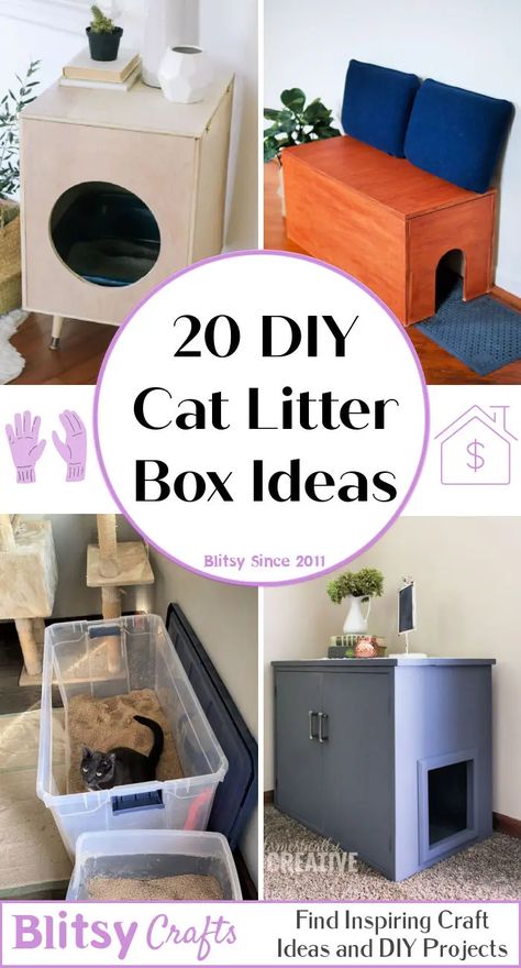 Kitty Litter Box Ideas Diy, Diy Cat Bathroom, How To Hide Cat Litter Box Diy Ideas, Diy Enclosed Cat Litter, Wooden Cat Litter Box Cover Diy, Big Cat Litter Box Ideas, Covered Cat Litter Boxes Diy, Litter Tray Ideas, Creative Cat Litter Solutions