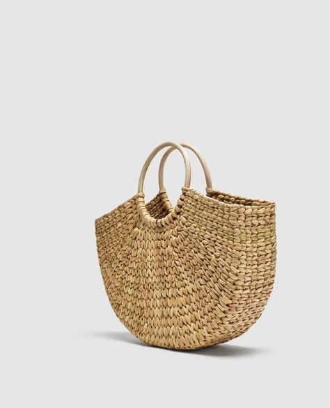 Image 5 of STRAW BAG WITH ROUNDED HANDLES from Zara Womens Sling Bag, Natural Accessories, Cane Handles, Capsule Wardrobe Essentials, Seagrass Basket, Straw Bags, Craft Bags, Neutral Beige, Basket Bag