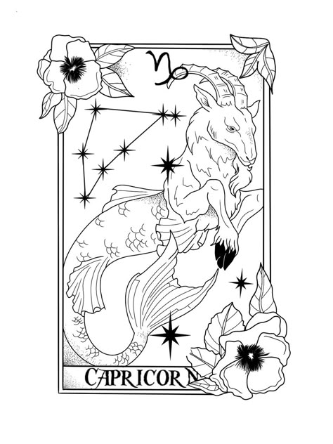 Starcodes Astro Oracle, Capricorn Tarot, Tarot Zodiac, Capricorn Art, Tarot Tattoo, Tarot Card Tattoo, Capricorn Tattoo, Witch Coloring Pages, Zodiac Tattoos