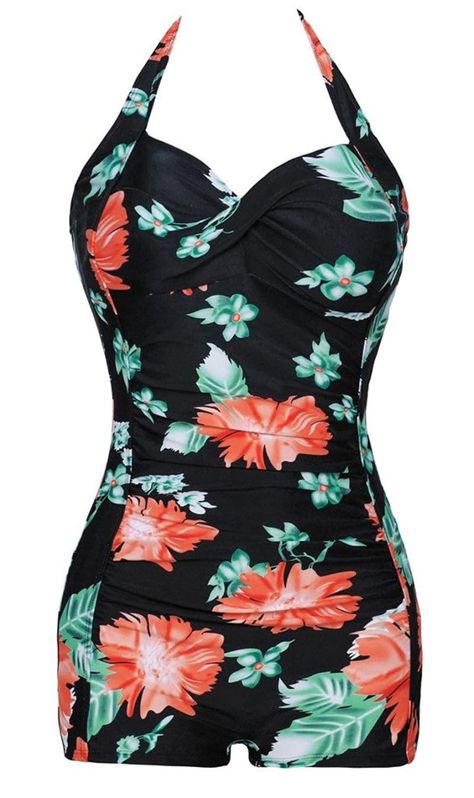 33 Swimsuits That'll Make You Feel Like A Pin-Up Model Bathing Suit Websites, Coverups Beach, Halter Neck Swimwear, Ruched Swimwear, Swimsuit Coverups, Body Lingerie, Retro Swimsuit, Red Swimsuit, Cute Swimsuits