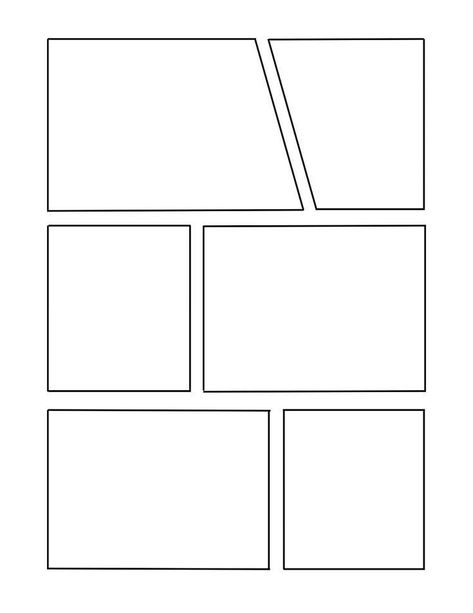 Comic Boxes Design, Comic Grid Layout, 6 Panel Comic Strip Template, Blank Manga Template, Simple Manga Panels To Draw, How To Draw Comic Panels, Digital Comic Tutorial, Comic Strip Reference, Comic Drawing Ideas Cartoon