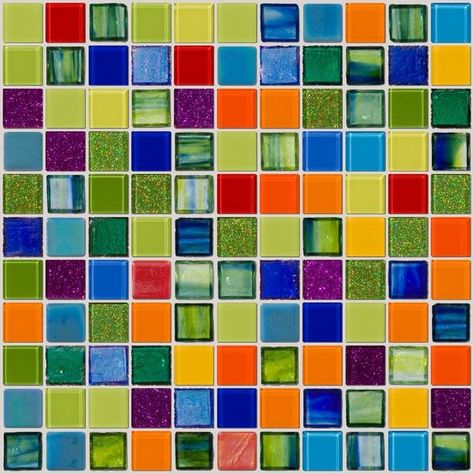 Tile Styles, Rainbow Tile, Yellow Kitchen Decor, Tiles Art, Yellow Tile, Dance It Out, Custom Mosaic, Orange Turquoise, Color Board