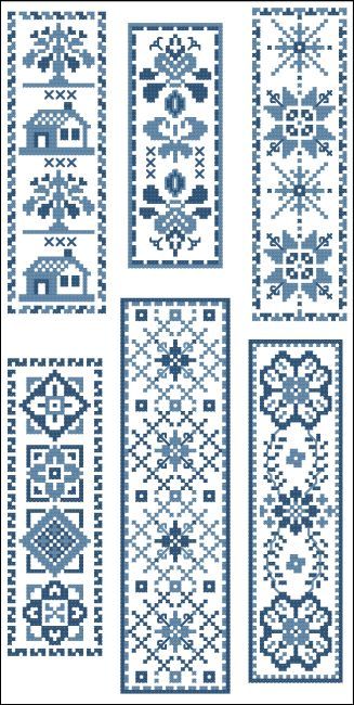 Victorian Blue BookMarks II Pola Kristik, Cross Stitch Bookmarks, Mini Cross Stitch, Pola Sulam, Cross Stitch Borders, Cross Stitch Samplers, 자수 디자인, Free Cross Stitch, Modern Cross