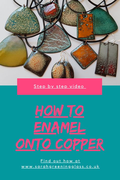 How To Enamel Copper, Copper Enameling Tutorial, Enamel Techniques Jewelry Making, Enamel On Copper Jewelry, Cold Enamel Tutorial, Enamelling Jewellery, Copper Enameling, Enamel On Copper, Enamelled Jewellery