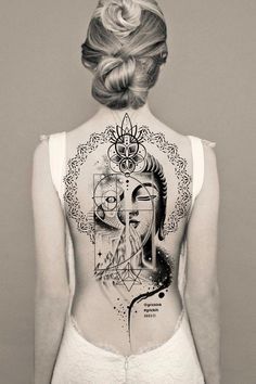 Amor Tattoo, Contemporary Tattoo, Cool Animal Tattoos, Backpiece Tattoo, Sketch Style Tattoos, Back Tats, Buddha Tattoo Design, Animal Tattoo Ideas, Back Piece Tattoo