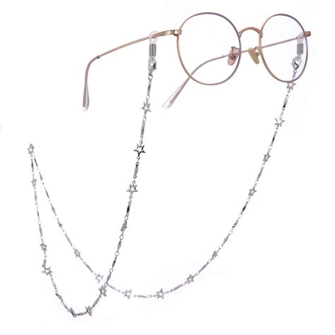 PRICES MAY VARY. The reading glasses chain is made of environmental protection materials, no nickel free lead, low allergic reaction. Chains were well packaged in a branded velvet bag,well for protect in transit and beatiful as a gift. The length of the chain is about 78cm (30.7inches), fit for most people. Purchase Guarantee: Product Replacement or Refund Guarantee; Good Pre-sale Consulting and Great After-sale Customer Service. Not only can they be a eyeglass chain, but also a fashion decorati Eyeglass Chain Holders, Eyeglass Necklace, Glasses Strap, Stylish Necklace, Sunglass Holder, Five Pointed Star, Eyeglass Holder, Eyeglass Chain, Glasses Chain