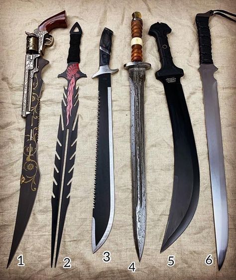 WEAPONS ⚔ KNIVES ⚔ TACTICAL on Instagram: “1-6? Which blade would you pick? 😈 . Buy yours ⚔️ @ link in bio 👈 . #knife #knives #blades #knifestagram #knifeporn #sword #weapons #katana…” Knife Aesthetic, Pretty Knives, Cool Swords, Cool Knives, Tactical Gear, Swords, Hình Xăm, Zombie, Cool Stuff