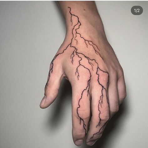 Nerdy Hand Tattoos, Unique Tattoos For Men Hand, Lighting Bolt Hand Tattoo, Lighting Finger Tattoo, Flame Hand Tattoo Men, Tattoo Of Clouds, Minimal Tattoo On Hand, Tattoo Ideas For Hands Men, Cheap Forearm Tattoos For Men