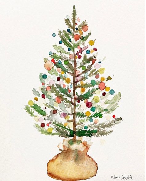 Pointilism Art, Akvarel Illustration, Painted Christmas Cards, Painted Cards, Christmas Card Art, Diy Watercolor Painting, Watercolor Projects, Watercolor Christmas Cards, Watercolor Flower Art