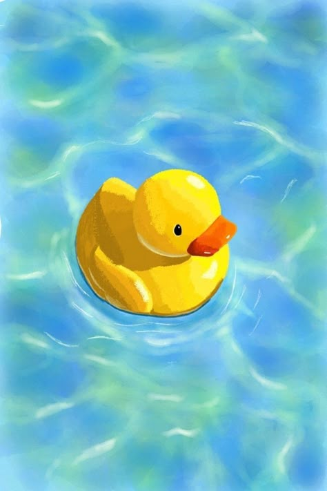 Things To Paint Realistic, Yellow Duck Painting, Duck In Water Painting, Duck Oil Pastel, Rubber Duck Painting Acrylic, Duck Painting Cute, Rubber Duck Painting Ideas, Painting Ideas On Canvas Yellow, Rubber Ducks Aesthetic