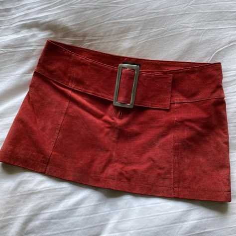 Vintage Wet Seal Suede Leather Mini Skirt, Size 5 -... - Depop Vintage Mini Skirt Outfit, Mini Red Skirt, Red Mini Skirt Outfit, 70s Mini Skirt, Funky Skirts, Vintage Mini Skirts, Mini Skirt Sewing, 60s Mini Skirt, Suede Skirt Outfit