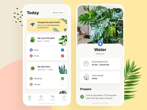 Plants App: Today Tasks by Alex Pesenka on Dribbble app app design cards design flourish flower garden growing growth guide ios plant plant app plants task typography ui user experience user interface ux Plant App Icon, Garden App, Desain Ux, Plant App, Ui Ux 디자인, Smart Garden, Mobile Ui Design, Garden Journal, App Design Inspiration