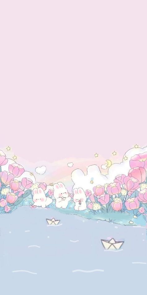 Soft Bunny Aesthetic, Flowers Iphone Wallpaper, Pink Wallpaper Kawaii, Peaceful Meadow, Safari Wallpaper, Iphone Wallpaper Kawaii, Iphone Lockscreen Wallpaper, Iphone Instagram, Bunny Wallpaper