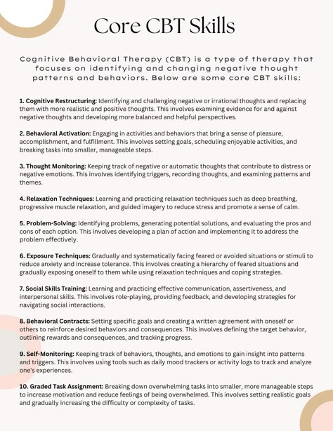 Act Therapy Skills, Counseling Skills Therapy, Cbt Cheatsheet, Cognitive Behavior Therapy Worksheets, Cbt Journal, Cbt Therapy Techniques, Cbt Skills, Counselling Skills, Types Of Therapy