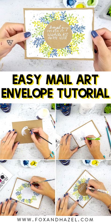 Learn how to create this beautiful mail art envelope with just a handful of supplies! #mailart #envelopeart #mailartenvelopes #smailartsimple #penpal #snailmail #letterwriting # Cards Making Ideas, Envelope Decoration, Penpal Ideas, Birthday Card Making, Snail Mail Envelopes, Snail Mail Inspiration, Envelope Tutorial, Mail Art Envelopes, Snail Mail Pen Pals