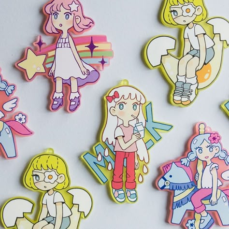 Custom Frosted Acrylic Charms Cute Acrylic Charms, Acrylic Charms Anime, Acrylic Charms Ideas, Acrylic Charm Ideas, Cute Keychain Ideas, Art Fair Booth, Promotional Merchandise, Frosted Acrylic, Free Artwork