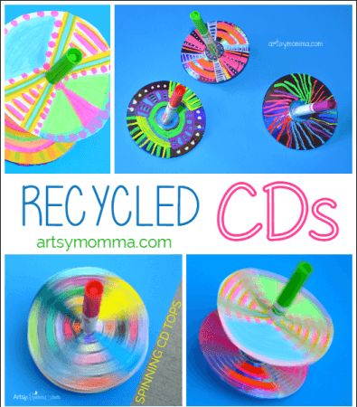 Crafts With Cds, Recycled Cd Crafts, Recycled Cds, Recycled Toys, Handmade Kids Toys, Indoor Recess, Spinning Tops, Cd Crafts, Cd Art