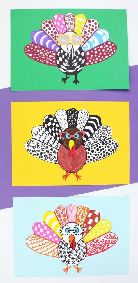 Crazy Turkey Art With Printable Turkey Template - Emma Owl Turkey Doily Craft, 2nd Art Projects, Turkey Elementary Art Projects, November Art Crafts For Kids, Thanksgiving Art For Kindergarteners, Thanksgiving Art Grade Two, Second Grade Thanksgiving Art Projects, Elementary Thanksgiving Art Projects, 4th Grade Thanksgiving Art