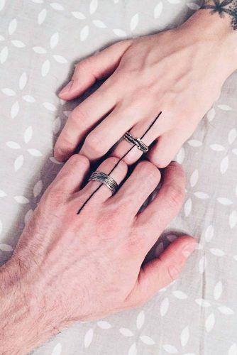 Finger Tattoos Ideas, Simple Couples Tattoos, Wedding Ring Tattoos, Finger Tattoos For Couples, Element Tattoo, Ring Tattoo Designs, Wedding Band Tattoo, Puzzle Tattoos, Best Couple Tattoos