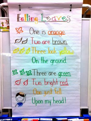 Lots of possibilities with this cute fall poem! Fall Poem, Kindergarten Poems, Autumn Poems, Classroom Songs, Fall Preschool Activities, Fall Lessons, Preschool Fall, Tree Study, Fall Kindergarten