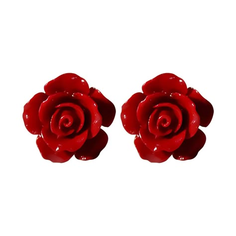 Red Rose Flower, Blooming Rose, Bohemian Earrings, Floral Jewellery, Flower Studs, Rose Earrings, Floral Earrings, Black White Red, 925 Sterling Silver Earrings