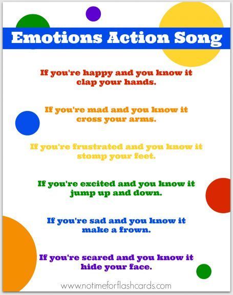 emotions-action-song-printable-no-time-for-flash-cards Preschool Feelings, Preschool Emotions, Feelings Preschool, Emotions Preschool, Free Lyrics, Feelings Activities, Circle Time Songs, Songs For Toddlers, Classroom Songs