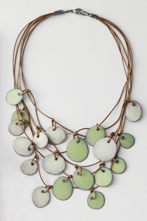 Enamel Necklace - This stylish necklace from artist Jennifer Bauser is crafted from enamel and features an eye-catching, organic design and hue. Adjustable 16-20L, it closes with a lobster clasp. Enameling Jewelry, Ceramic Bead Jewelry, Ceramic Pendant Necklace, Handmade Ceramic Jewelry, Ceramic Jewellery, Jewelry Making Classes, Jewellery Business, Artful Home, Clay Jewelry Diy