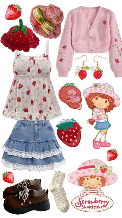 I found all this stuff on ROMWE if you’re looking for it! Strawberry Shortcake Halloween, Strawberry Shortcake Halloween Costume, Strawberry Shortcake Outfits, Strawberry Shortcake Costume, Strawberry Outfit, Strawberry Shortcake Characters, Trio Halloween Costumes, Pretty Halloween Costumes, Trendy Halloween Costumes