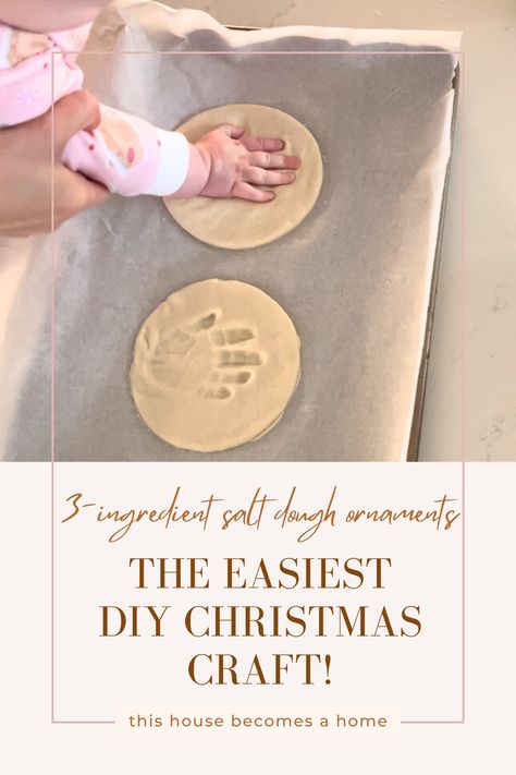 Salt dough ornaments are a fun and easy way to create personalized decorations for your home. Making handprint ornaments is a great way to capture a moment in time and create a lasting memory. Check out my blog for a simple recipe to make salt dough handprint ornaments. Flour Salt Dough Crafts Hand Prints, Hand Print Dough Ornament, Salt Dough Ornaments First Christmas, Keepsake Salt Dough Ornaments, Flour Ornaments Recipe Salt Dough Hand Prints, Salt Dough For Handprints, Toddler Christmas Crafts Salt Dough, Salt Handprint Ornaments, How To Make Salt Dough Ornaments Recipes